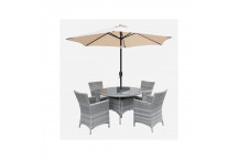 PROMO Capri 4 Seater Round Rattan Furniture Set - 1.1m