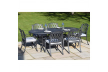 Florence Cast Aluminium 6 Seater Oval Set - Antique Grey